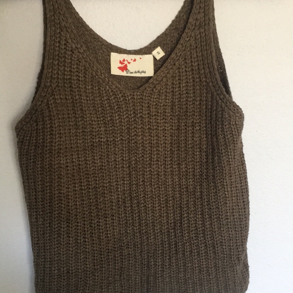 Olive green knit tank top